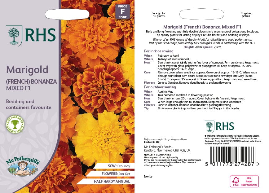 RHS Marigold (French) Bonanza Mixed F1