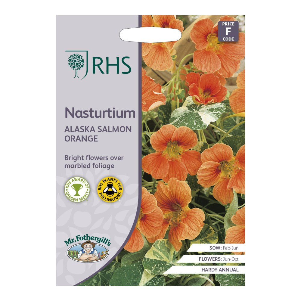 RHS Nasturtium Alaska Salmon Orange Seeds