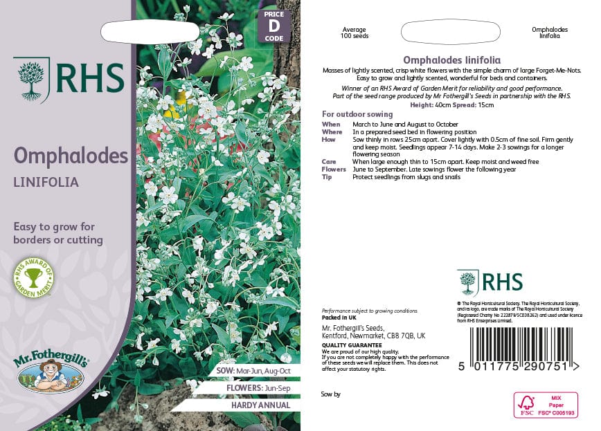 RHS Omphalodes linifolia Flower Seeds