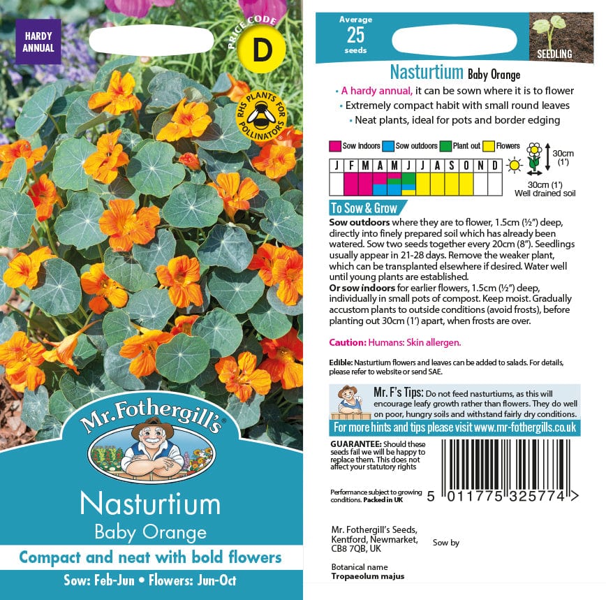 Nasturtium Baby Orange Flower Seeds