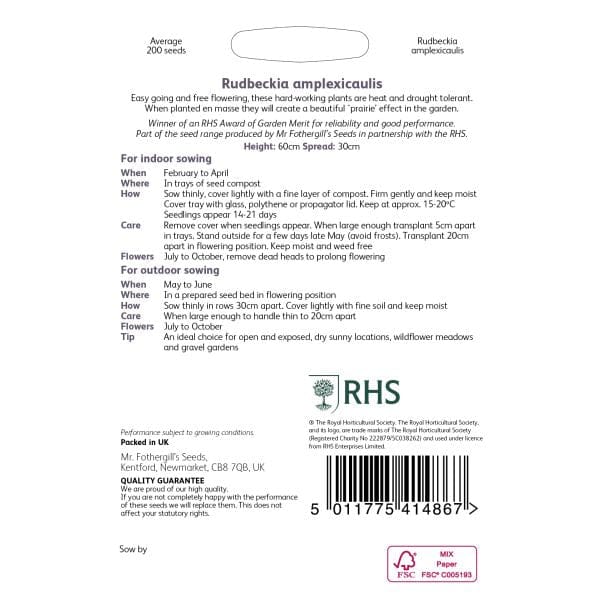 RHS Rudbeckia Amplexicaulis Seeds