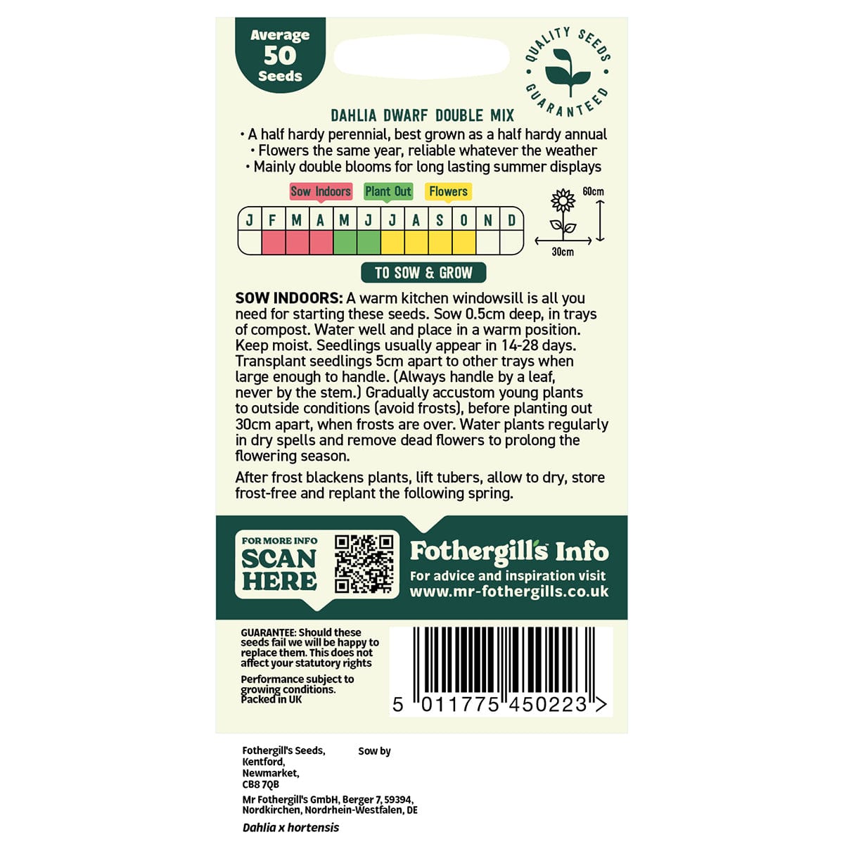 Oh Sow Simple - DAHLIA Dwarf Double Mixed Seeds