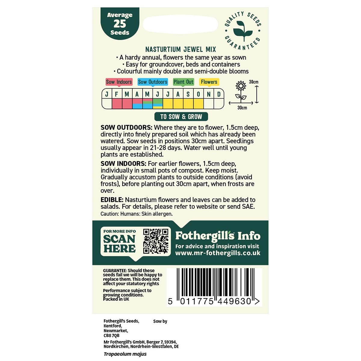 Oh Sow Simple - Nasturtium Mix Seeds