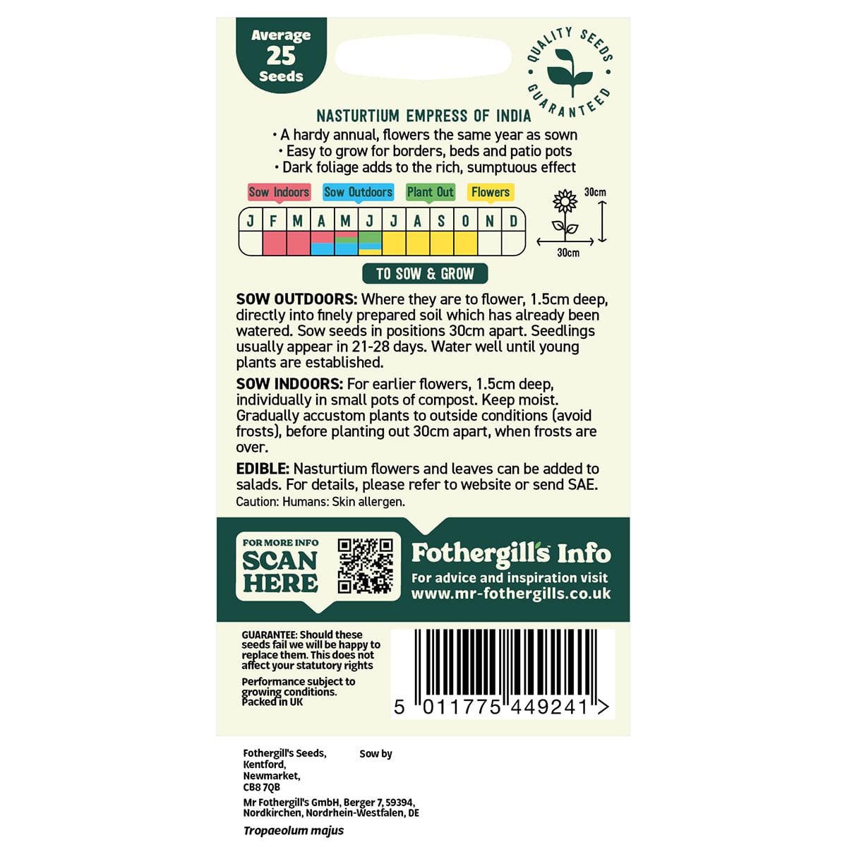 Oh Sow Simple - Nasturtium Red