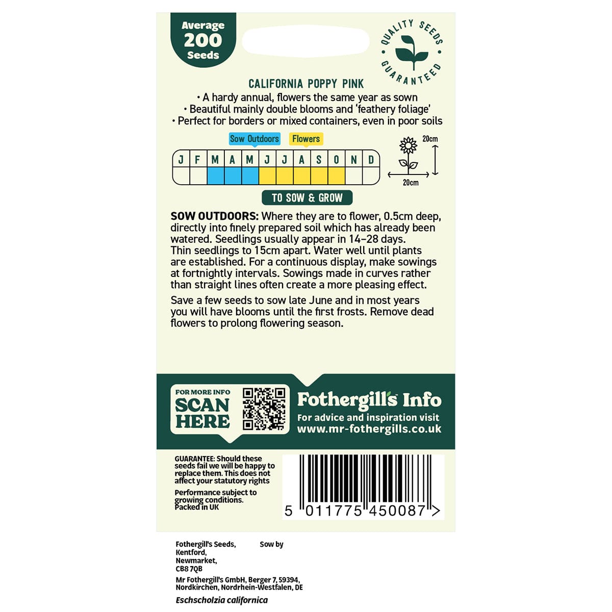 Oh Sow Simple - CALIFORNIA POPPY Pink Seeds