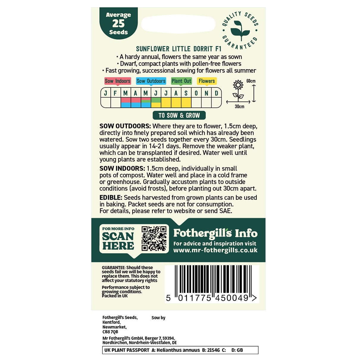 Oh Sow Simple - Sunflower Dwarf Flower Seeds