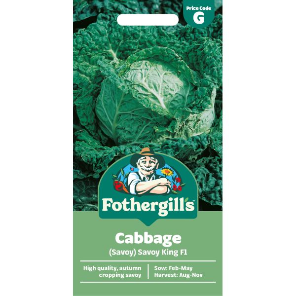 Fothergills cabbage seed packet with green background
