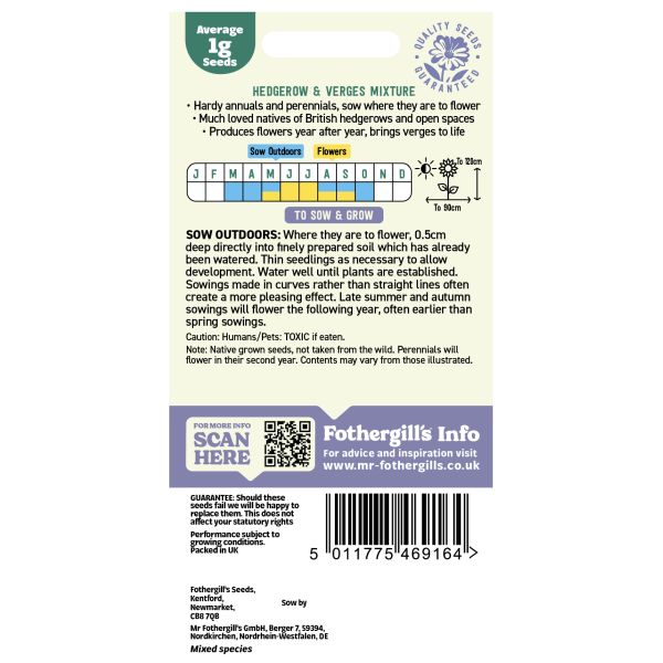 Nature's Helpers Wildflower Hedgerow & Verges Seeds