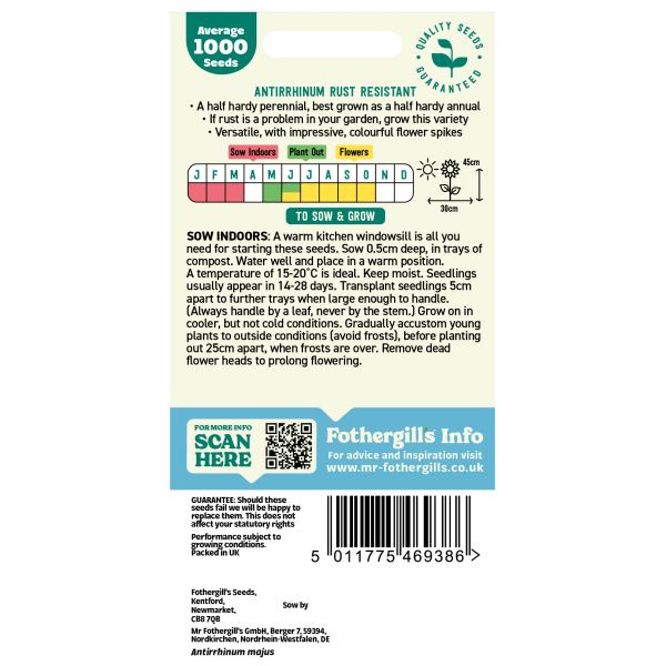 Antirrhinum Rust Resistant Mixed Seeds