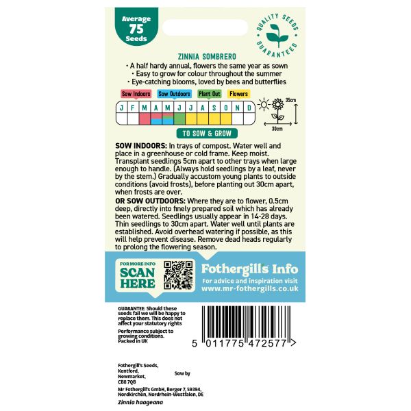 Zinnia Sombrero Seeds