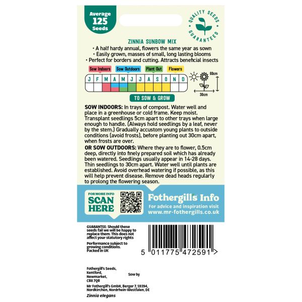 Zinnia Sunbow Mixed Seeds