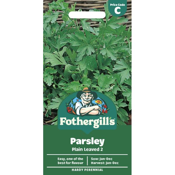 Fothergills parsley seed packet with green background