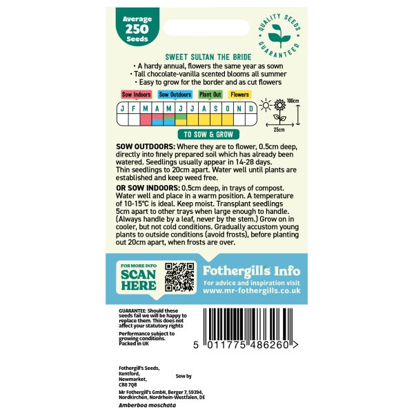 Sweet Sultan The Bride Seeds