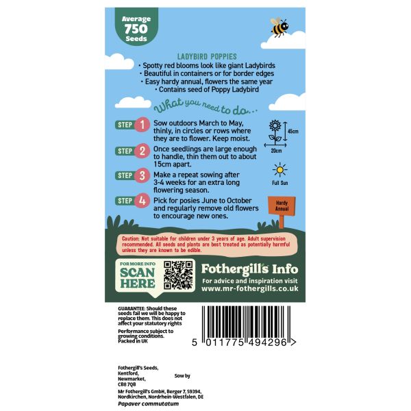 Little Gardeners Ladybird Poppies Seeds