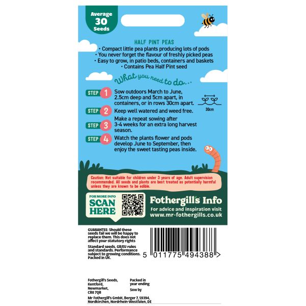 Little Gardeners Half Pint Peas Seeds