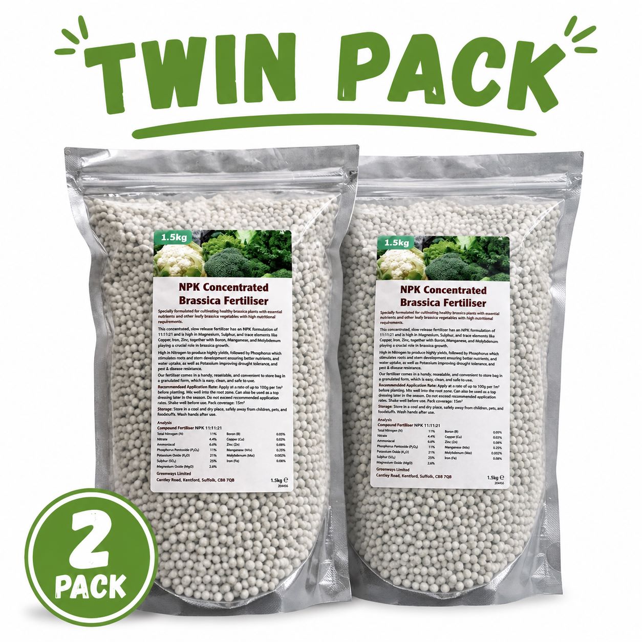 Brassica Fertiliser Twin Pack - 2x 1.5kg Bags
