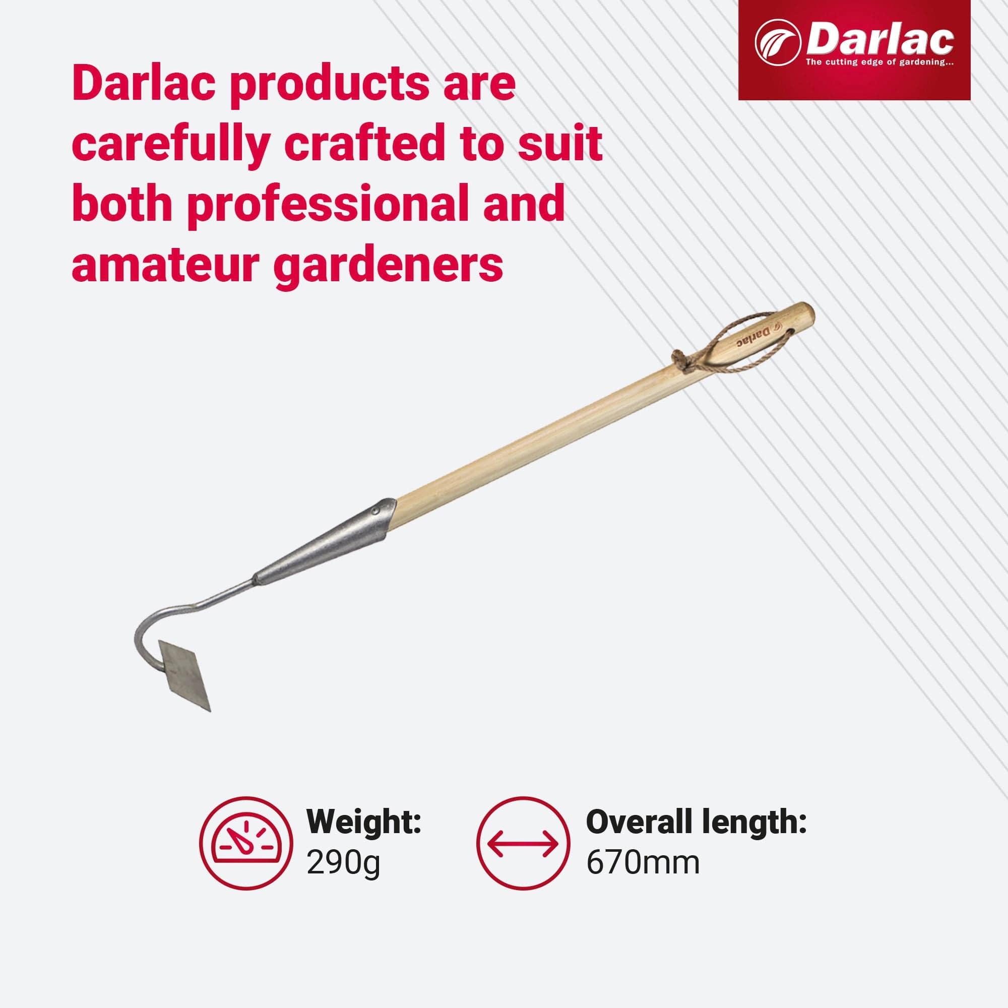 Darlac Bamboo Narrow Draw Hoe Short Handle