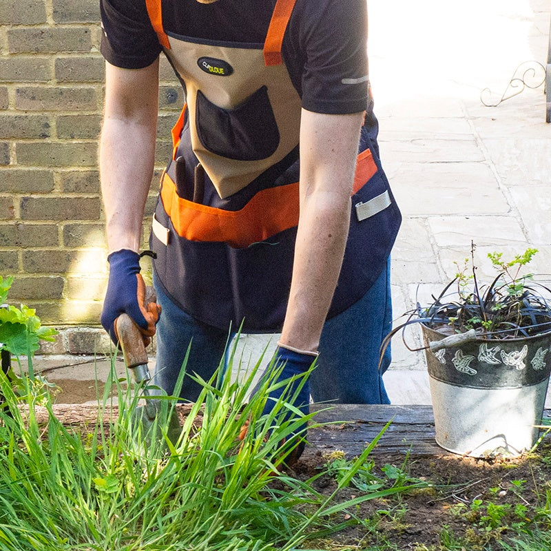 Short Apron in Orange and Navy