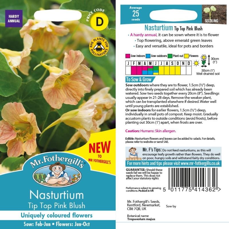 Nasturtium Tip Top Pink Blush Seeds