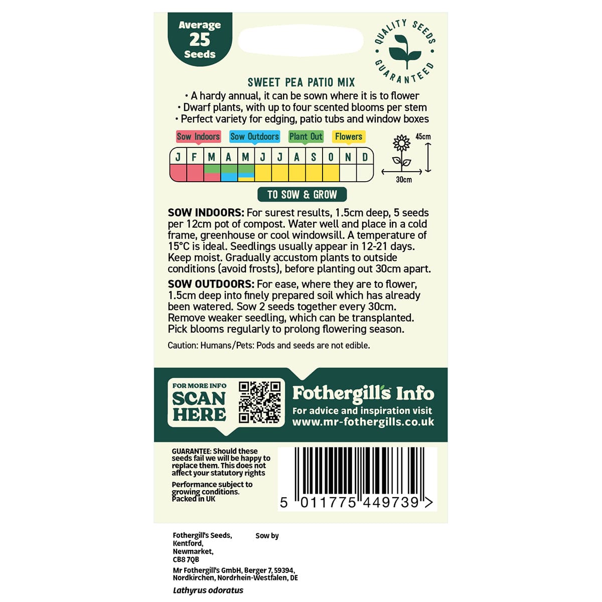 Oh Sow Simple - Sweet Pea Dwarf Mixed Seeds