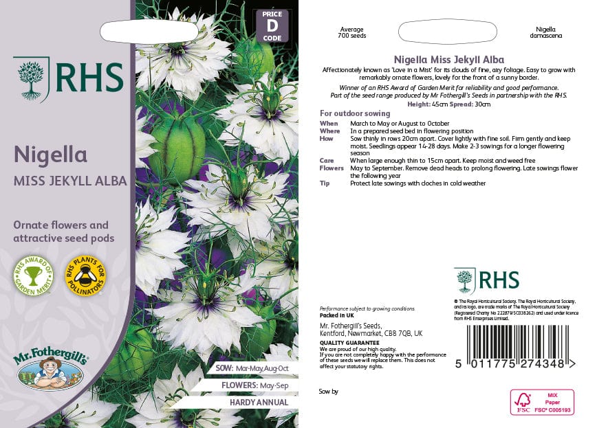 RHS Nigella Miss Jekyll Alba
