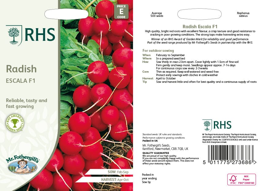 RHS Radish Escala F1 Seeds