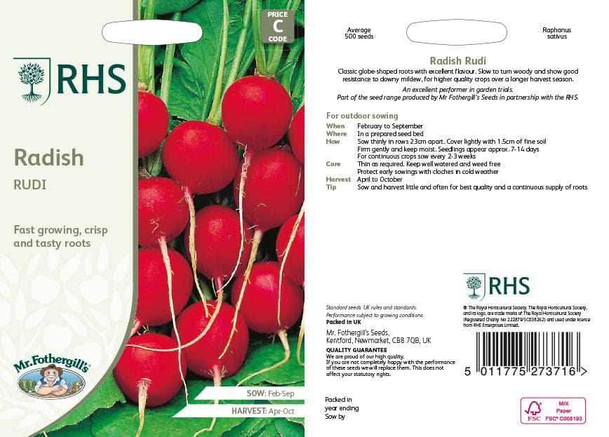 RHS Radish Rudi Seeds