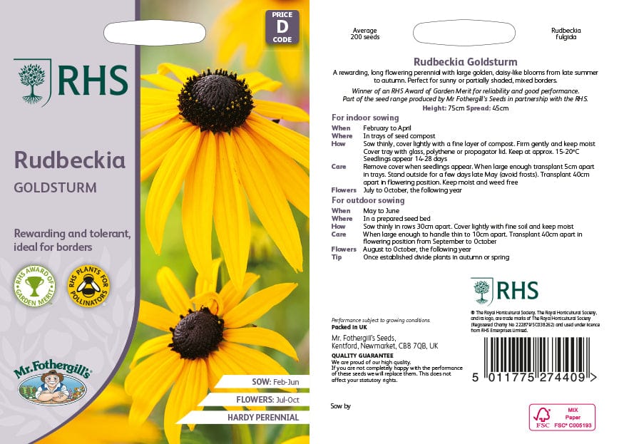RHS Rudbeckia Goldsturm Seeds