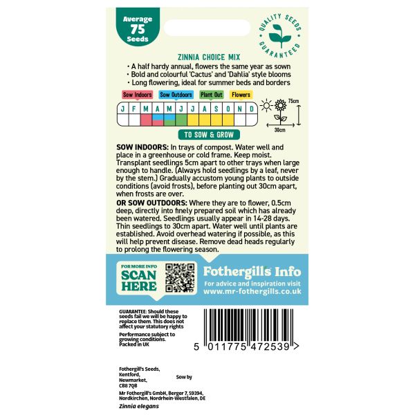 Zinnia Choice Mixed Flower Seeds