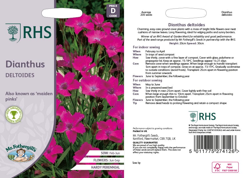 RHS Dianthus deltoides Seeds