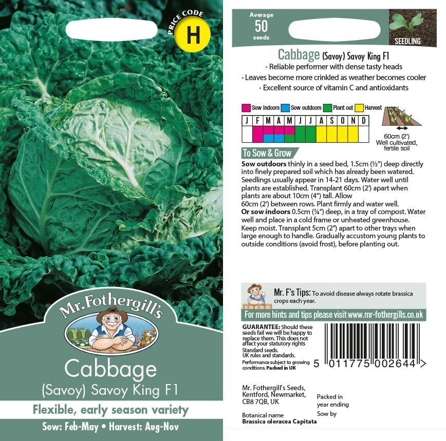 Cabbage Savoy King F1 Seeds