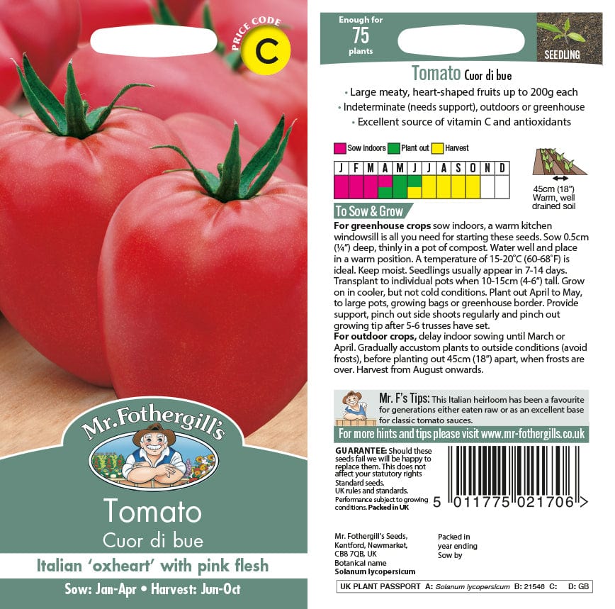 Tomato (Elongated Beefsteak) Cuor di bue Seeds