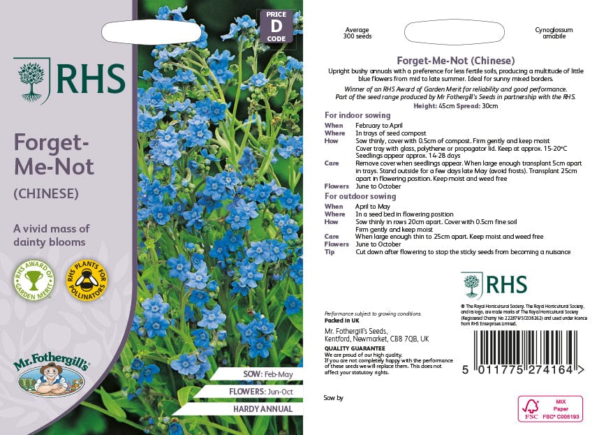 RHS Forget-Me-Not (Chinese) Seeds