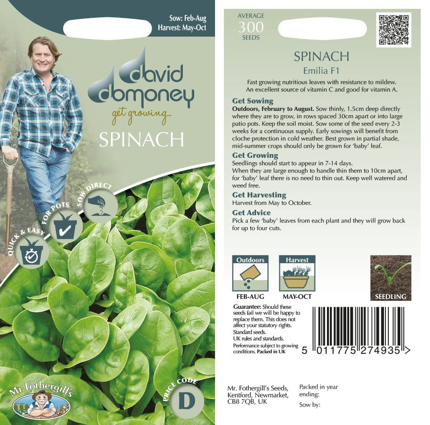 David Domoney, Get Growing Spinach Seeds