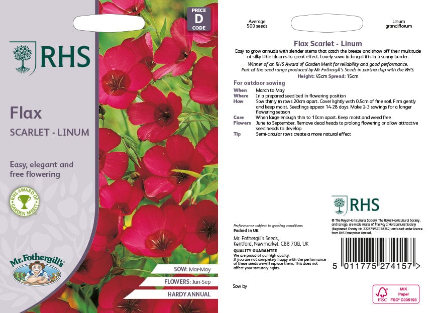 RHS Flax Scarlet - Linum