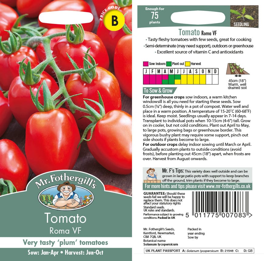 Tomato (Plum) Roma VF Seeds