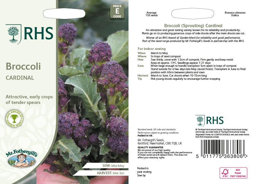 Broccoli (Sprouting) Cardinal Vegetable Seeds
