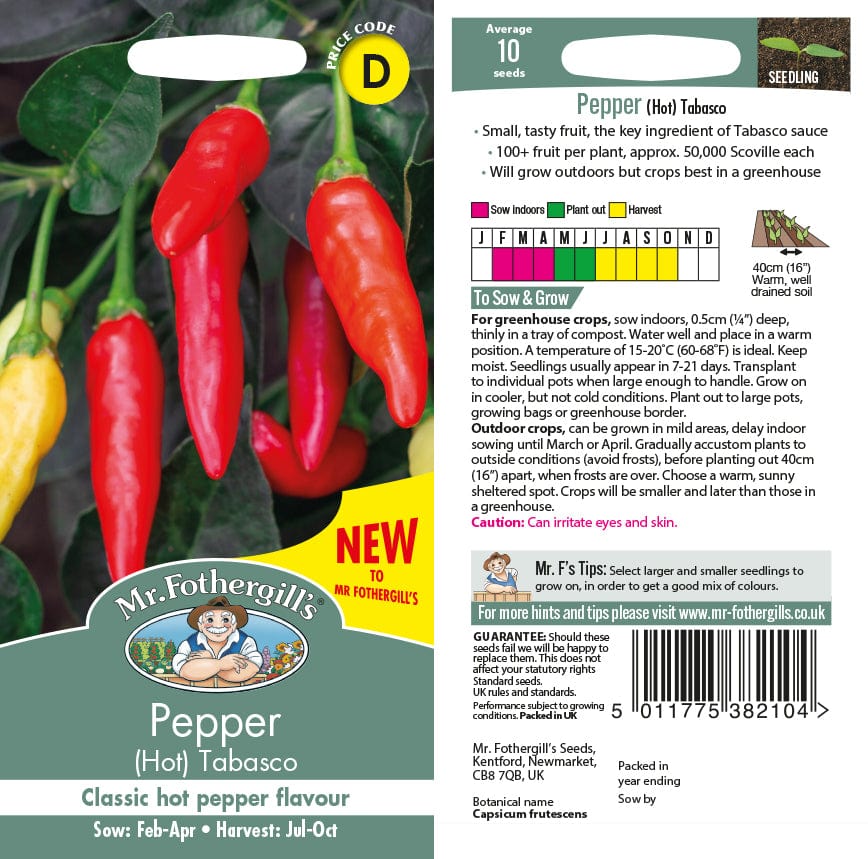 Pepper (Hot) Tabasco Vegetable Seeds