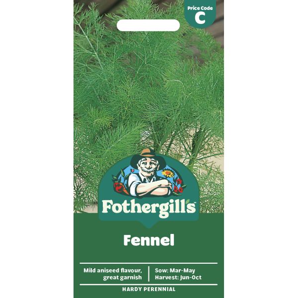 Fothergills fennel seed packet with green background