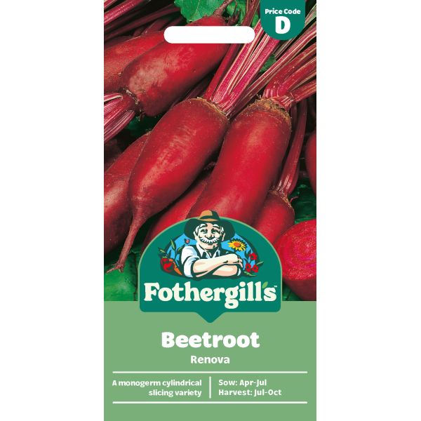 Fothergills beetroot seed packet with red beets on a green background