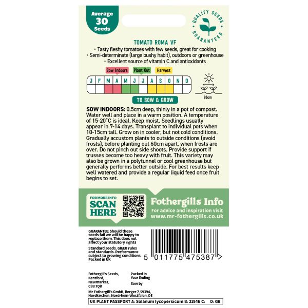 Tomato (Plum) Roma VF Seeds