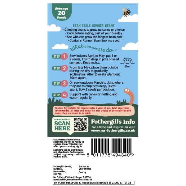 Little Gardeners Beanstalk Runnerbean Seeds