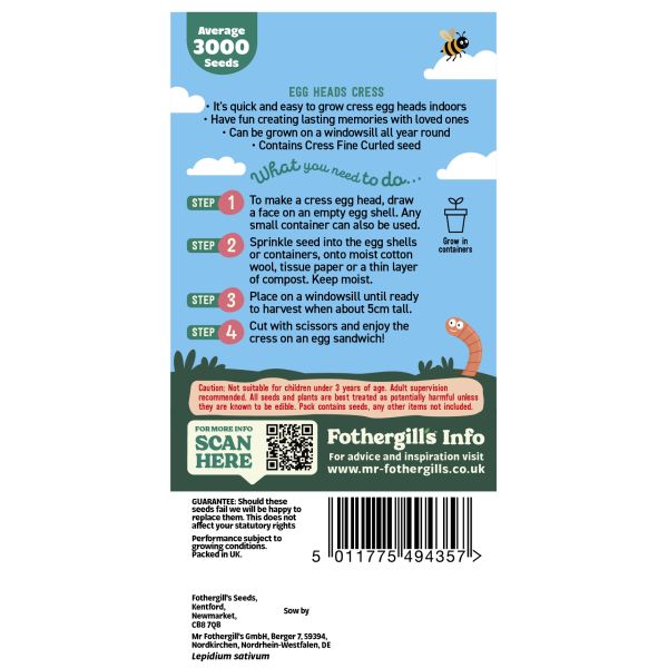 Little Gardeners Egg Heads Cress Seeds