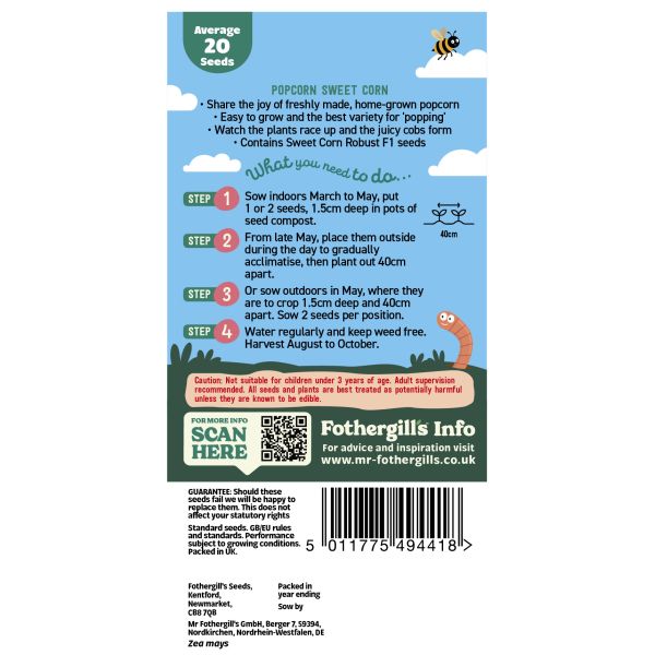 Little Gardeners Popcorn Sweet Corn Seeds