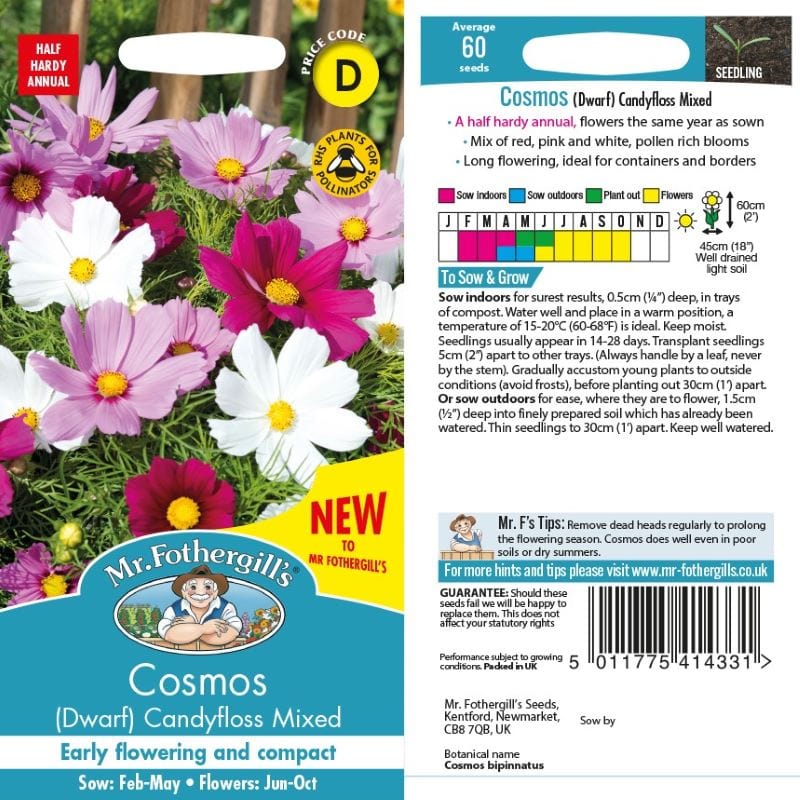 Cosmos (Dwarf) Candyfloss Mix Seeds