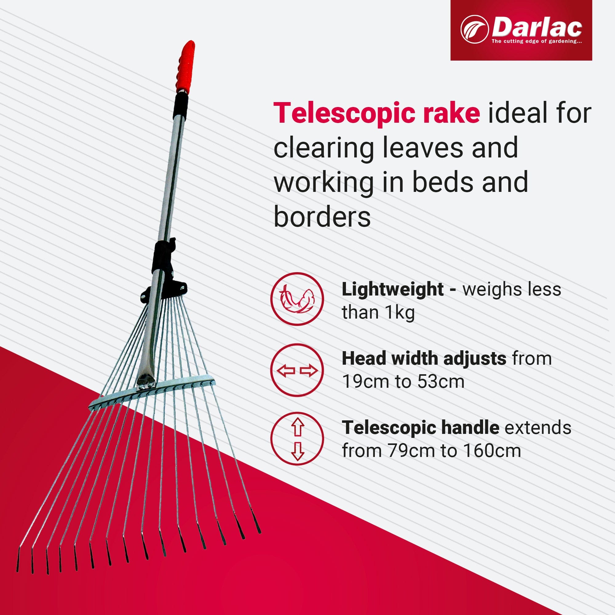 Darlac Expanding Telescopic Rake 15 Tine