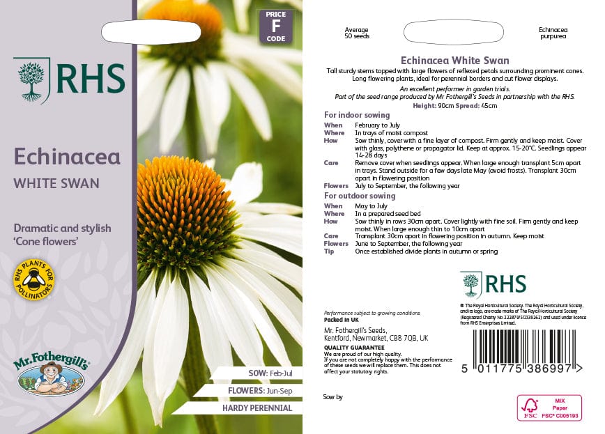 Echinacea White Swan Flower Seeds