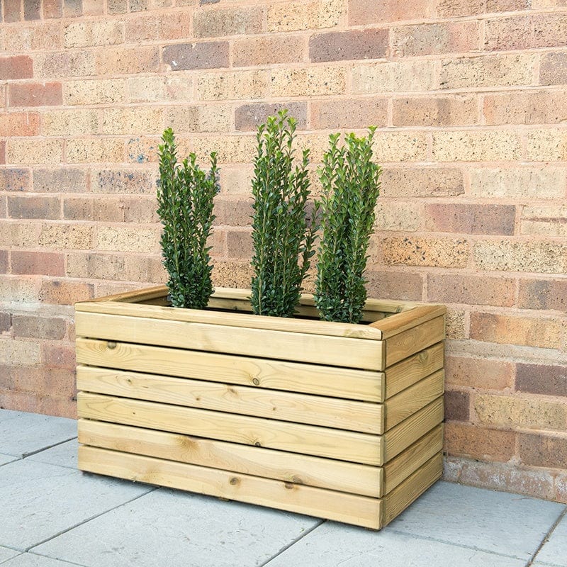 Linear Wooden Garden Planter Double