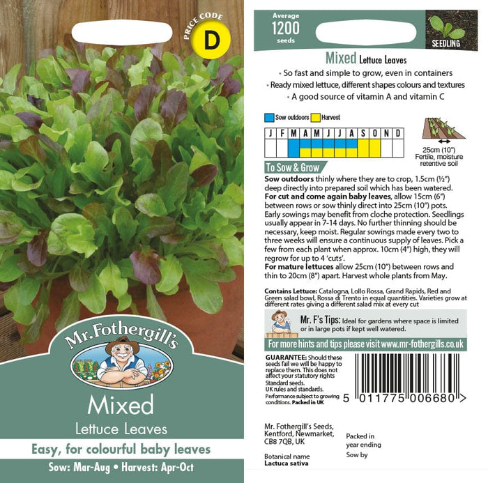 Lettuce Mixed Salad Leaves Seeds from Mr Fothergill's Seeds and Plants