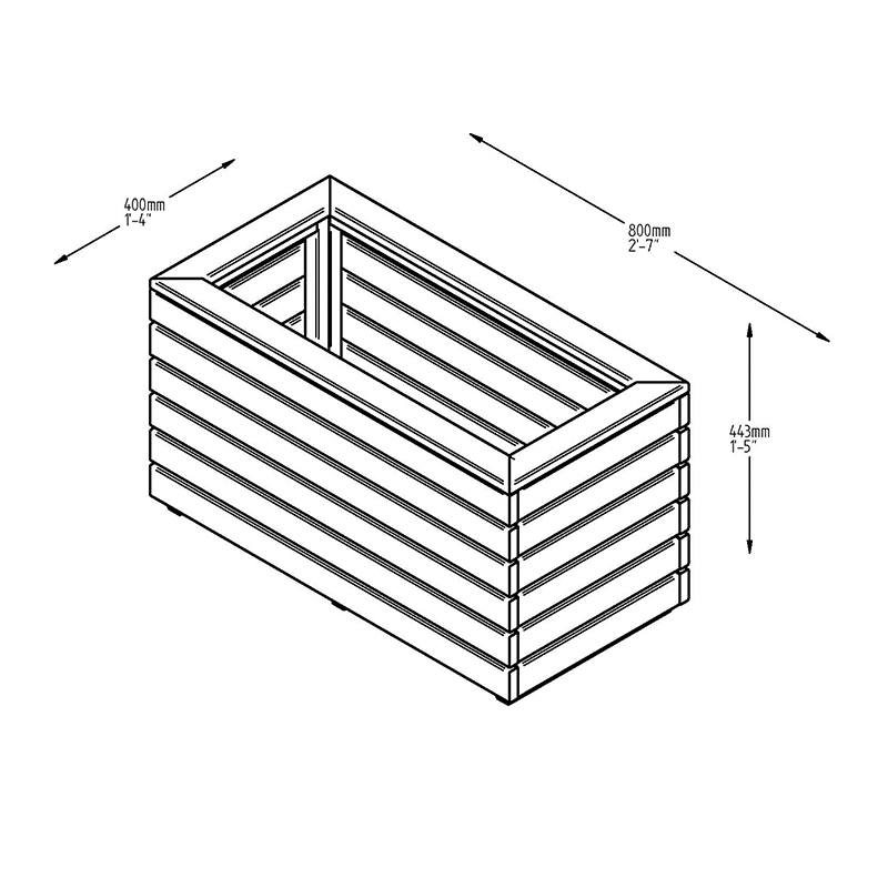 Linear Wooden Garden Planter Double